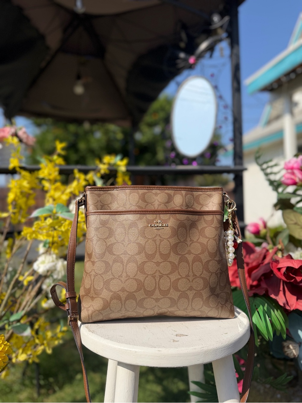 Coach Brown Signature Canvas Crossbody Bag